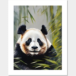 Cute Panda Oil Painting Art Posters and Art